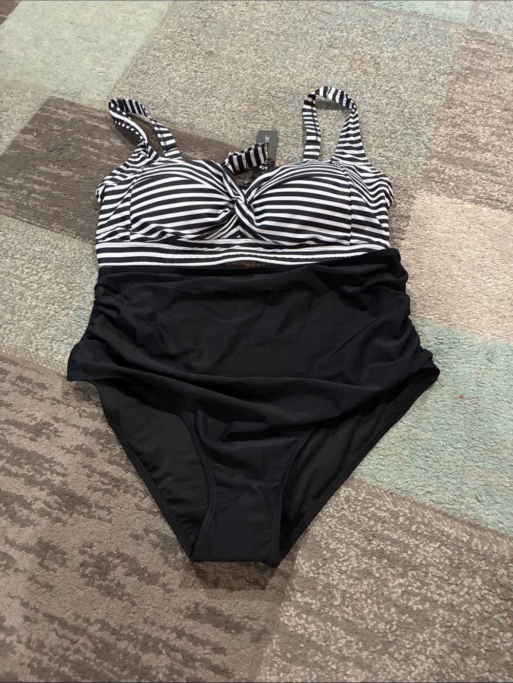 Striped Black & White Swimsuit
